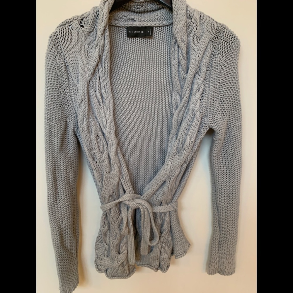 Light blue Limited waist tie sweater/cardigan